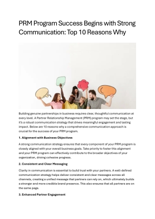 PRM Program Success Begins with Strong Communication