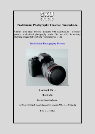 Professional Photography Toronto | Skustudio.ca