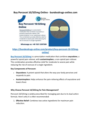 Buy Percocet 10 325mg Online - bundesdrugs-online