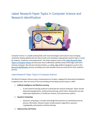 Latest Research Paper Topics in Computer Science and Research Identification