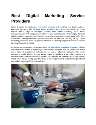 Best Digital Marketing Service Providers