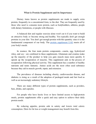 What is Protein Supplement and its Importance