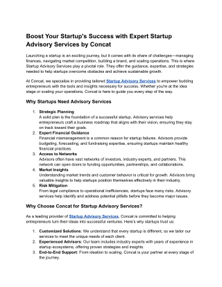 _Startup Advisory Services