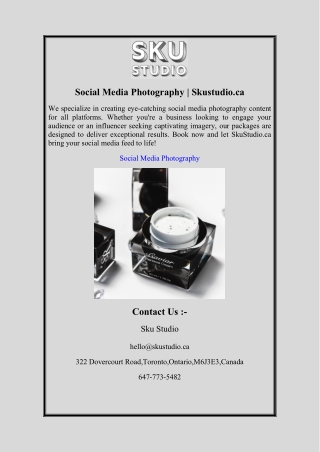 Social Media Photography | Skustudio.ca