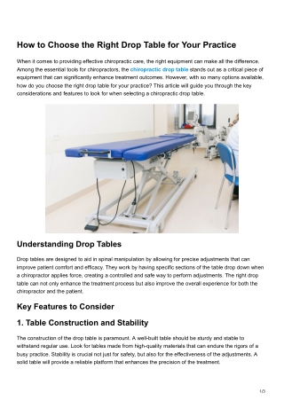 How to Choose the Right Drop Table for Your Practice
