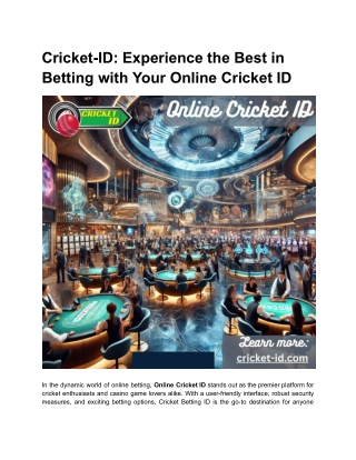 Cricket-ID_ Experience the Best in Betting with Your Online Cricket ID