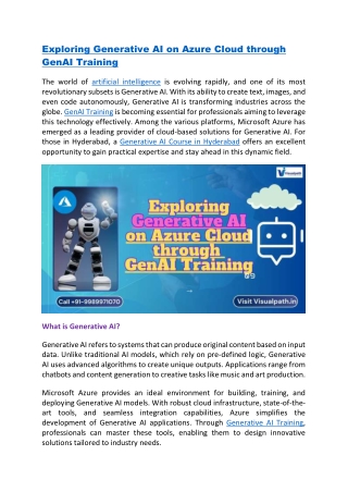 Generative AI Training |GenAI Online Training