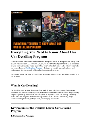 Everything You Need to Know About Our Car Detailing Program
