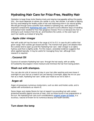 Hydrating Hair Care for Frizz-Free, Healthy Hair