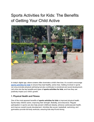 Sports Activities for Kids by CurioBoat