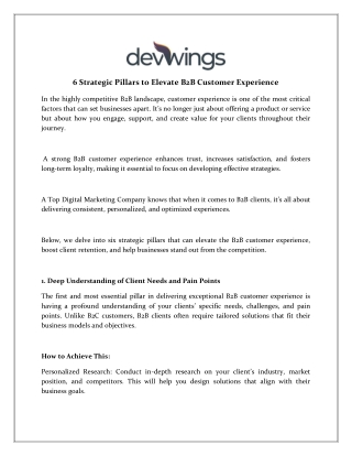 6 Strategic Pillars to Transform B2B Customer Experience