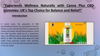 CannaPlusCBDGummies UK  OFFICIAL WEBSITE
