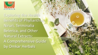 Exploring the Health Benefits of Phyllanthus Niruri, Terminalia Belerica, and Other Natural Extracts A Comprehensive Gui