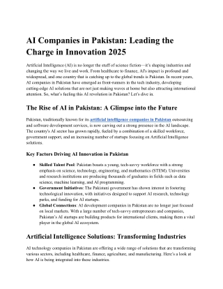 AI Companies in Pakistan_ Leading the Charge in Innovation 2025