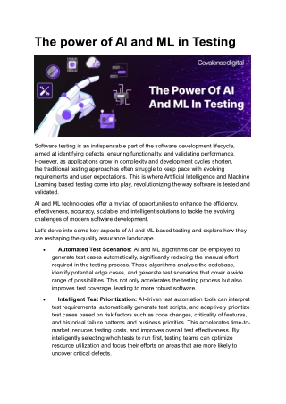 The power of AI and ML in Testing