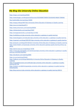 My Blog Gla University Online Education