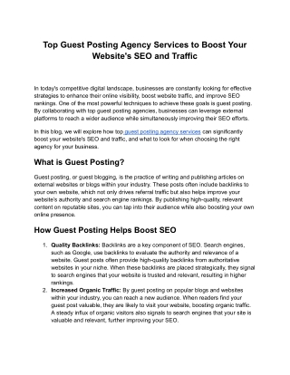 Boost Your Brand with Expert Guest Posting Agency Services