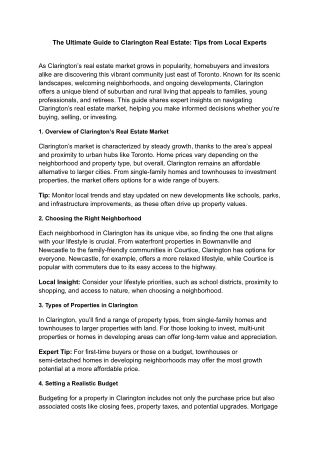 The Ultimate Guide to Clarington Real Estate: Tips from Local Experts