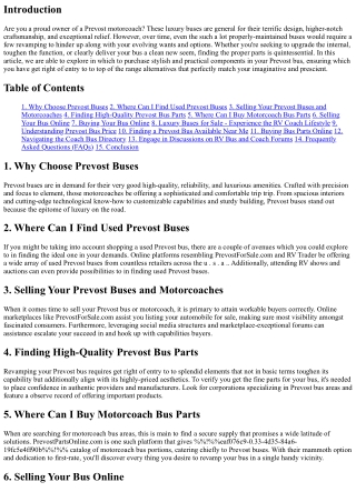 Revamp Your Prevost Bus: Where to Buy Stylish and Functional Parts