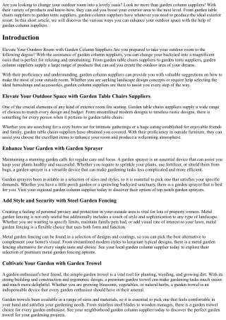 Elevate Your Outdoor Space with Garden Column Suppliers