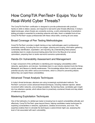How CompTIA PenTest  Equips You for Real-World Cyber Threats