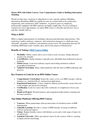 Master BIM with Online Courses: Your Comprehensive Guide to Building Information