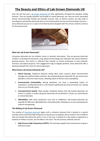 The Beauty and Ethics of Lab Grown Diamonds UK