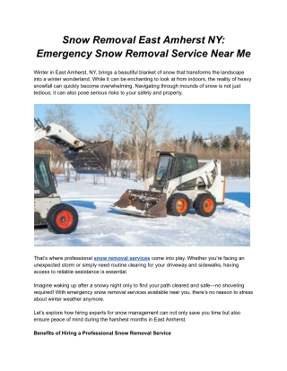 Snow Removal East Amherst NY_ Emergency Snow Removal Service Near Me