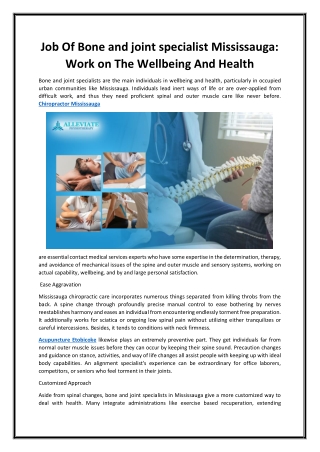 Job Of Bone and joint specialist Mississauga: Work on The Wellbeing And Health
