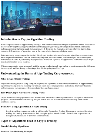 Exploring Different Types of Algorithms for Cryptocurrency Trading