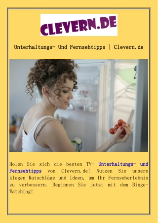 Unterhaltungs- Und Fernsehtipps  Clevern.de
