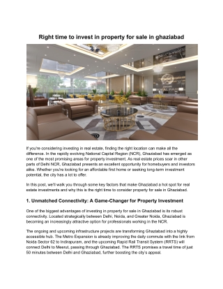 Right Time to Invest in Property for Sale in Ghaziabad