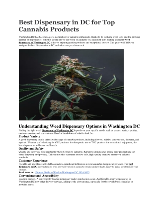 Best Dispensary in DC for Top Cannabis Products