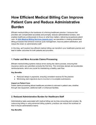 How Efficient Medical Billing Can Improve Patient Care and Reduce Administrative Burden