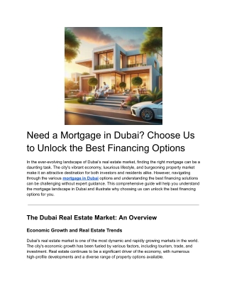 Need a Mortgage in Dubai Choose Us to Unlock the Best Financing Options
