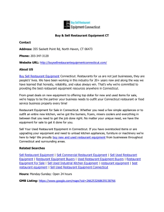 Buy & Sell Restaurant Equipment CT