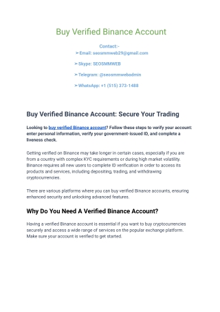 How to Buy Verified Binance Account in 5 minutes Right Way