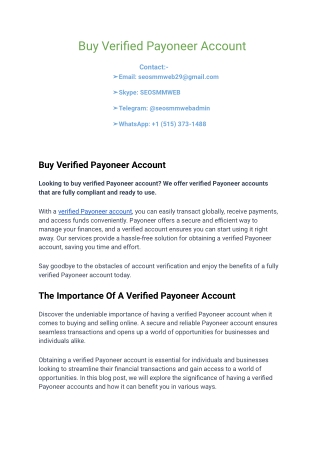 The Best Place to Buy Verified Payoneer account