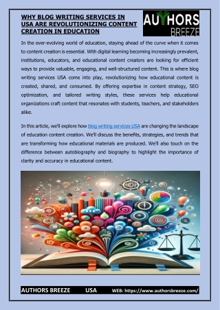 Why Blog Writing Services USA Are Revolutionizing Content Creation in Education