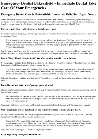 Emergency Dentist Bakersfield