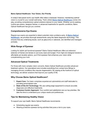 Bains Optical Healthcare_ Your Vision, Our Priority