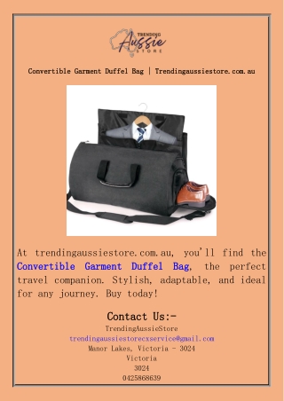 Convertible Garment Duffel Bag  Trendingaussiestore.com.au