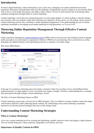 Mastering Online Reputation Management Through Effective Content Marketing