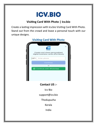 Visiting Card With Photo  Icv.bio