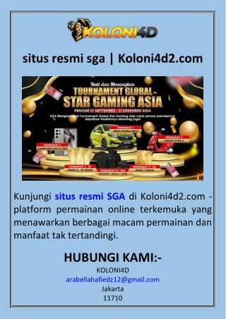 situs resmi sga  Koloni4d2.com