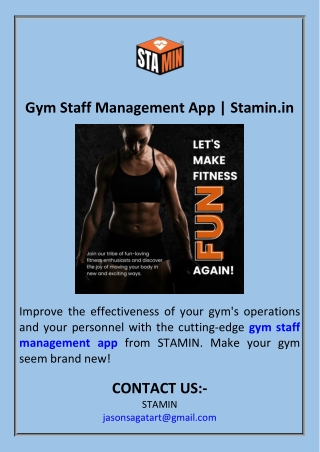 Gym Staff Management App  Stamin.in