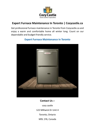Expert Furnace Maintenance In Toronto  Cozycastle.ca