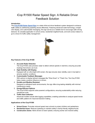 iCop R1500 Radar Speed Sign_ A Reliable Driver Feedback Solution