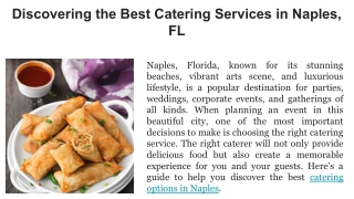 Discovering the Best Catering Services in Naples, FL