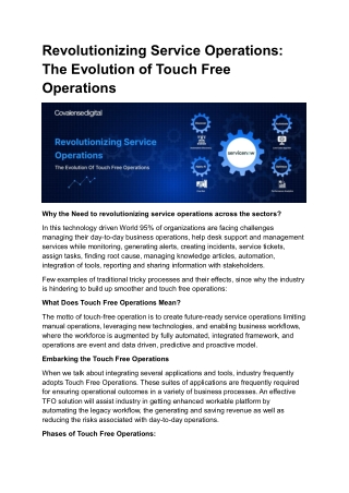 Revolutionizing Service Operations The Evolution of Touch Free Operations